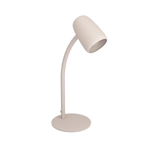 Image of Eglo Bedside Table lamp Carlo, Office Desk Light with Flexible arm, Living Room and Bedroom Lighting for Reading, Sand Beige Metal, E14 Socket