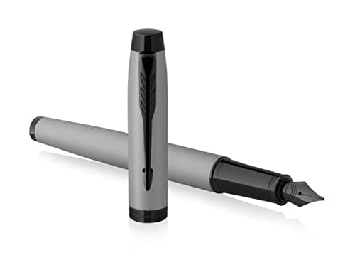 Image of Parker IM Black Edition Premium Fountain Pen | Achromatic Matte Grey with Black Trims | Fine Nib | Black Ink | Gift Boxed