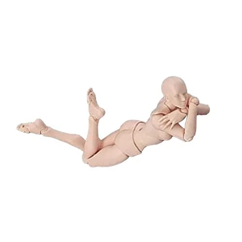 Image of Action Figure with Arms Male Female Human Body PVC Blank Action Figure Model Drawing Mannequins with Stand for Sketching Painting (Skin Color Woman)
