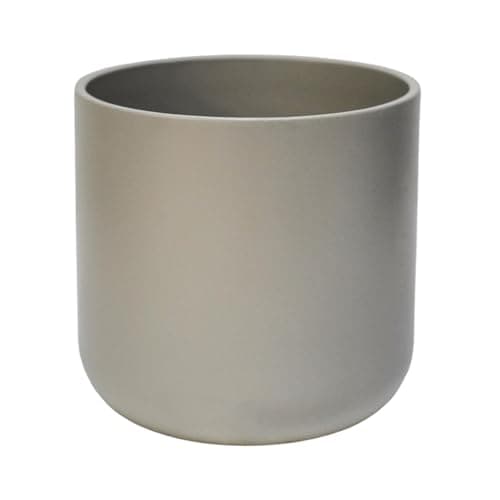 Image of Ivyline Round Light Grey Lisbon Planter - Waterproof & Durable - Contemporary Premium Glazed Decorative Indoor Ceramic Flower Pot - H26cm x D26cm