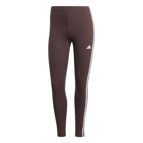 Image of adidas Women's Essentials 3-Stripes High-Waisted Single Jersey Leggings, Shadow Brown, XS