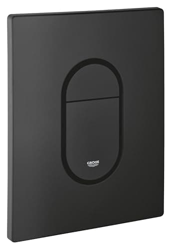 Image of GROHE Arena Cosmopolitan Flush Plate for Concealed Cisterns (Dual Flush or Start-and-Stop Actuation for Pneumatic Drop Valve AV1, Water Saving, Vertical Fit), Size 156x197mm, Phantom Black, 38844KF0