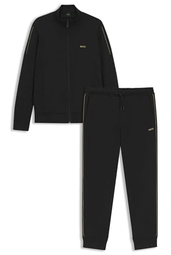 Image of BOSS Mens Tracksuit Set AMZ IN Logo-detail tracksuit in interlock cotton