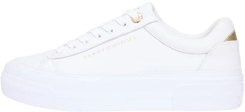 Image of Tommy Hilfiger Women TH Platform Sneaker Tumbled LTR FW0FW09018 Low Top, White (White), 39