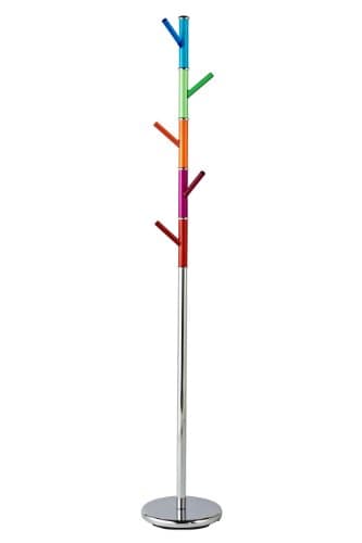 Image of Premier Housewares Coat Stand with Acrylic Pegs - Chrome/Multi-Coloured, H173 x W29 x D29cm