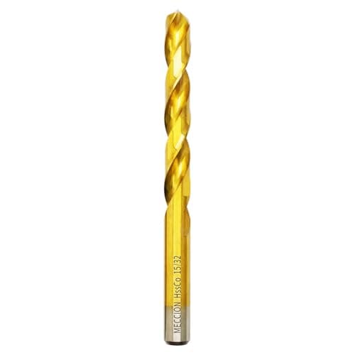 Image of Meccion Cobalt Drill Bits 15/32 in. x 6 in. x 1pcs M35 Cobalt Titanium Nitride Coated Drill Bit for Metal, Steel, Cast Iron, Wood, Plastic