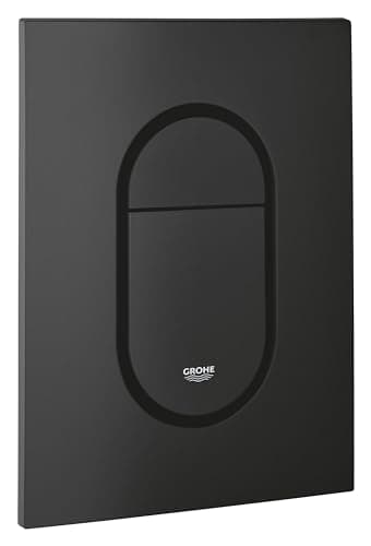 Image of GROHE Arena Cosmopolitan S Flush Plate for Concealed Cisterns (Dual Flush or Start-and-Stop Actuation for Pneumatic Drop Valve AV1, Water Saving, Vertical Fit), Size 130x172mm, Phantom Black, 37624KF0
