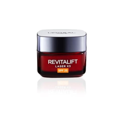 Image of L’Oréal Paris Revitalift Laser Triple Action Anti-Ageing SPF 25 Cream, Smooth Wrinkles, Firm and Radiant Skin, Pro-Retinol, Hyaluronic Acid and Vitamin C, 50ml