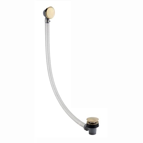Image of ENKI, W66, 1.5 Inch Brushed Brass Sprung Bath Waste & Overflow, 1.5 Inch Pop Up Waste Connection, Modern Design, Pop Up Bath Plug Waste, Easy Clean, Easy to Install Bath Waste Kit, Fixings