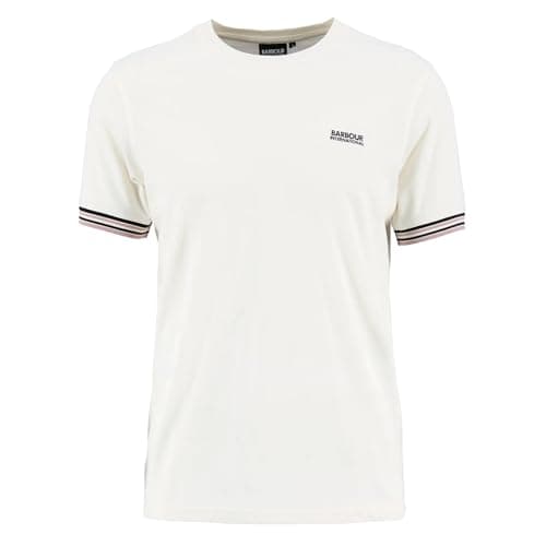 Image of Barbour International Burnwood Tipped Cuff T-Shirt Whisper White