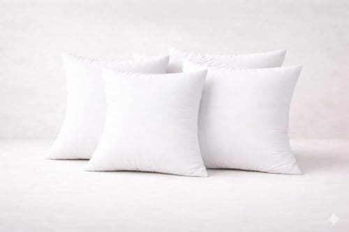 Image of ARLINENS Pack of 4 Cushion Pads 45x45cm (18x18) – Premium Hollow Fibre Filled Inner Cushions, Soft Bounce Back Square Sofa Scatter Inserts, Hypoallergenic White Polyester Cushion Fillers