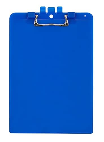 Image of Snopake A4 Blue Clipboard with Pen Holder, Heavy Duty Ergonomic Metal Clip and Hanging Hole [Pack of 1] 15886
