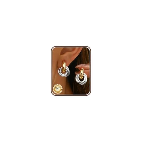 Image of MILACOLATO Gold Earrings for Women Hypoallergenic 925 Sterling Silver Stud Earrings Chunky 14K Gold Plated Earring Minimalist Lightweight Knot Drop Dangle Silver Earring Jewellery Gift for Her-CGS