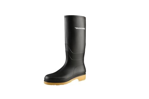 Image of DUNLOP Dull - Unisex Full Knee Waterproof Rain Boots, Traditional Black, Chemical Resistant PVC Wellies for Outdoor and Gardening - EU30, UK11.5