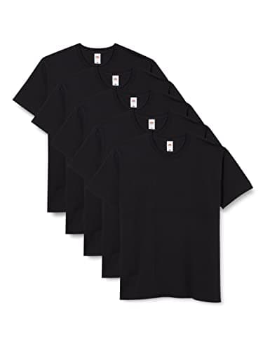 Image of Fruit of the Loom Men's Iconic, lightweight Ringspun Tee, 5 Pack T-Shirt, Black (Black 36), Large (Size:L) (pack of 5)
