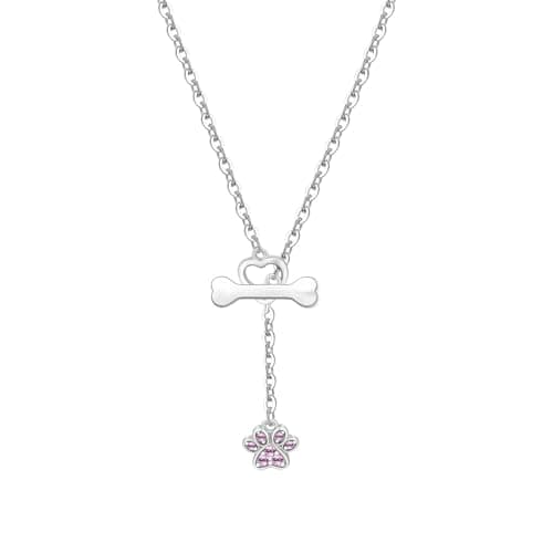 Image of CYMYSS Necklace for Women 925 Sterling Silver Pendant Necklace with Adjustable Chain 40+5CM Layered Double Necklace Clavicle Birthday Gifts for Women (Bones and paw prints)