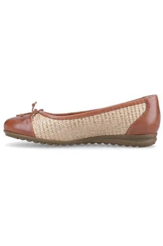 Image of Hush Puppies Female Laurie Toe Cap Ballerina, Tan, 3