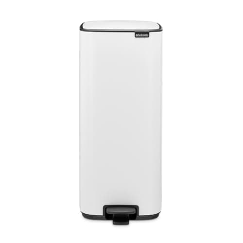 Image of Brabantia Bo Pedal Bin 30L (White), Soft Closing Waste Bin with Light Pedal Operation, Easy to Clean Removable Plastic Inner Bucket with Free PerfectFit Rubbish Bags Included
