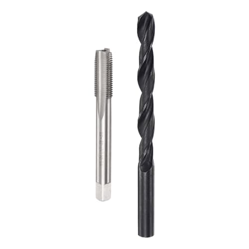 Image of sourcing map Tap and Drill Bit Set, 3/8-24 UNF Thread Tap & 1/3" Black Oxide Twist Drill Bit, Straight Flute Tap Tapping Threading Repair Tool Kit