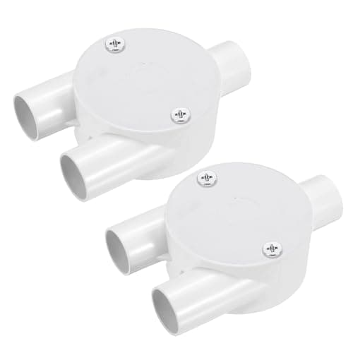 Image of sourcing map 2Pcs PVC Conduit Box Junction Box Y-shaped 3 Way 20mm with Cover, M4 Screws for Home Hose Electrical Conduit Electronic Projects