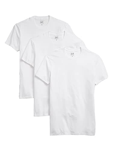 Image of GAP Men's 3-Pack Crew Neck Tee T-Shirt, Optic White, Large