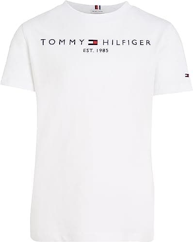 Image of Tommy Hilfiger Kids’ Unisex Short Sleeve Round Neck Essential Tee, White (White), 12 Years