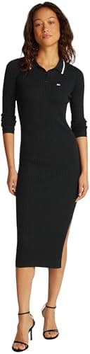 Image of Tommy Jeans Women’s Midi Polo Dress with Leg Slit, Black (Black), XL