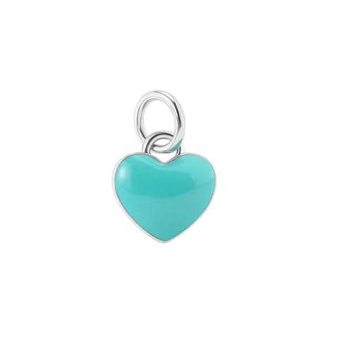 Image of SUGARKITTEN LONDON Sterling Silver Turquoise Double-Sided Glazed Puffy Heart Pendant Charm