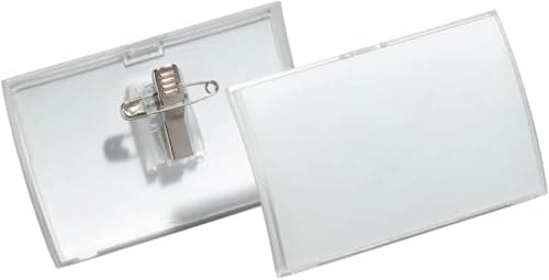Image of Durable Click Fold Name Badge 40 x 75mm with Combi Clip - Transparent - Pack of 25 - Perfect For Events and Visitor Management