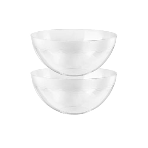 Image of HOMESHOPA Clear Plastic Serving Bowl 2800ml 2 Pack, Large Salad Mixing Bowls, Sturdy & Reusable Kitchen Cooking Food Prep Bowl for Salad Snacks & Crisps, Dishwasher Safe