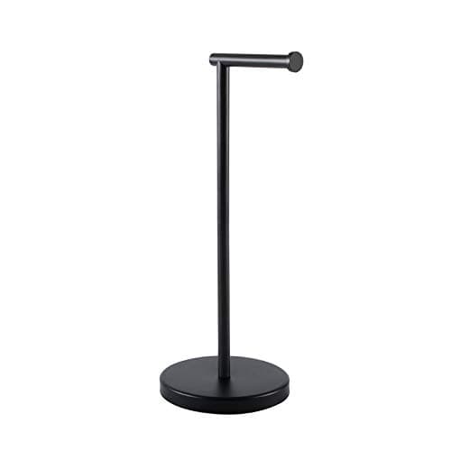 Image of KES Black Toilet Roll Holder Free Standing with Weighted Base, Bathroom WC Paper Tissue Dispenser Floor Stand, SUS304 Stainless Steel, BPH283S1-BK