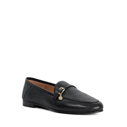 Image of Dune London Ladies GREYA Leather Charm Detail Loafers Size UK 7 Black