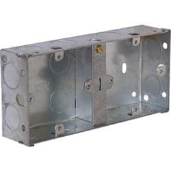 Image of Generic 1G+1G 35mm Metal Back Box - 1 Pack - Silver - EN 60670 - BS4662