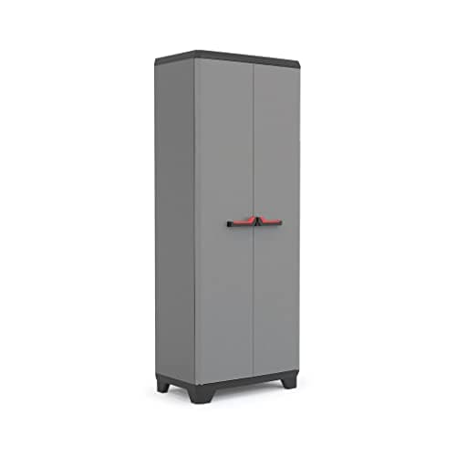 Image of Keter Stilo Multi purpose Indoor Garage Utility Cabinet - Grey/Black/Red