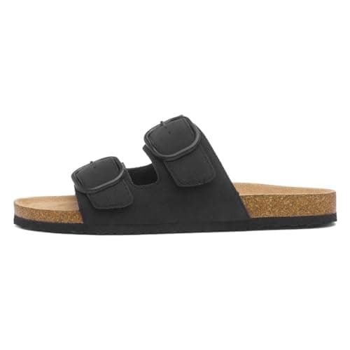Image of Lilley Womens Black Double Buckle Mule Sandal - Size 6 UK - Black