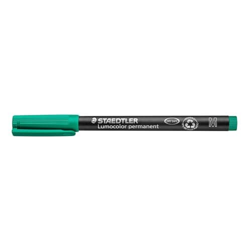 Image of STAEDTLER 317-5 Lumocolor Permanent Pen, Medium Line Width, 1.0mm - Green (Box of 10)