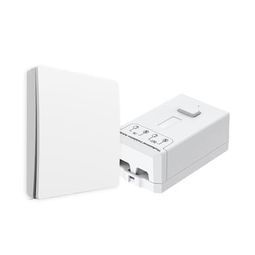 Image of ENER-J 1 Gang Wireless Kinetic Switch & 150W WiFi Dimmable Receiver Kit | No Battery, No Wiring | Self-Powered Smart Switch | IP65 Waterproof | Works with Alexa, Google Home, Siri | White (ECO Series)