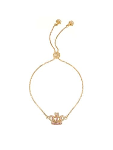 Image of Juicy Couture Crystal Icon Crown Adjustable Bracelet for Women (Gold/Pink Crystal)