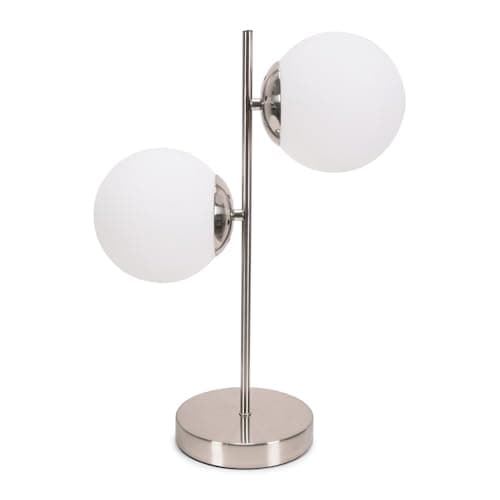 Image of ValueLights | Silver Chrome 2 Way Table Lamp with Opal White Frosted Glass Globe Shades for Living Room Bedside Light | Table Lamps, Home Décor & Improvement Essential | Included LED Bulb