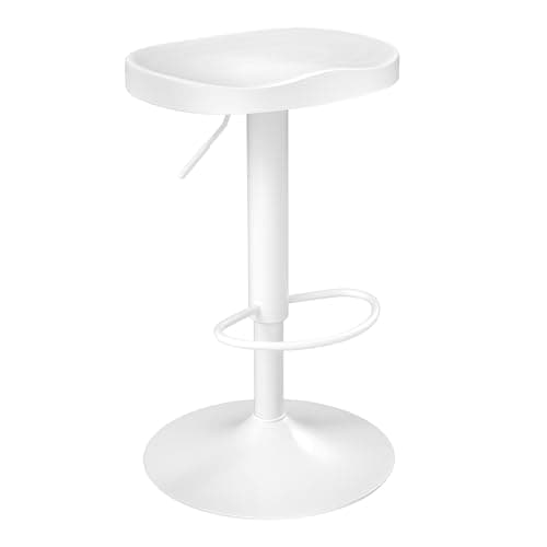 Image of WOLTU Swivel Bar Stool, Breakfast Barstool with Solid Wood Seat and Footrest, White