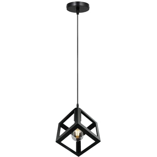 Image of LEDSone Industrial Pendant Lighting E27 Base Edison Metal Caged Vintage Hanging Pendant 3-Lights Rustic Pendant Light Fixture for Kitchen Dining Room Bar Hotel. (Single Head Square -1 Pack)