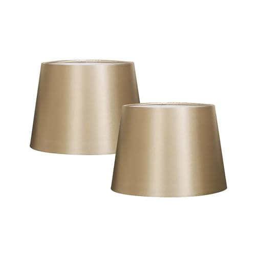 Image of VOLTICO 2 Pack Satin Table Lamp Shade for E14 lamp Classic Decorative Lampshade with Adjustable Fitting for Living Room & Bedroom (2, Gold)