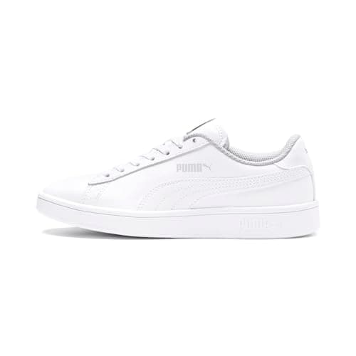 Image of PUMA Unisex Kids Smash V2 Leather Sneakers, Puma White Puma White, 6 UK
