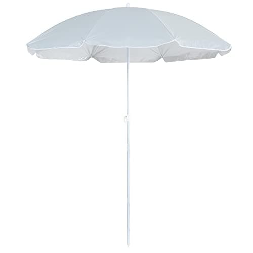 Image of Harbour Housewares Metal Beach Parasol - 1.8M x 2M - Grey - 1x UPF 50+ Portable Garden Outdoor Sport Travel Camping Picnic Sun Umbrella Shade Shelter Canopy with UV Protection