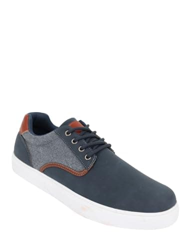 Image of Pegasus Men's Wide Fit Lace-Up Trainers, Smart-Casual Shoes with Canvas Trim & Cushioned Ankle Collar Navy 11