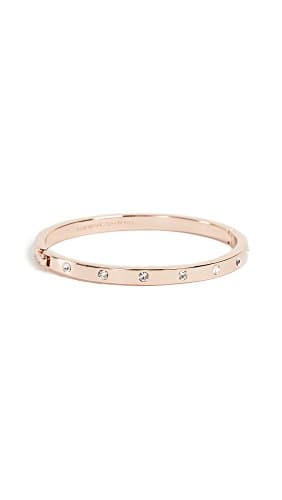 Image of Kate Spade New York SET IN STONE metal stone hinged bangle, Clear/Rose Gold