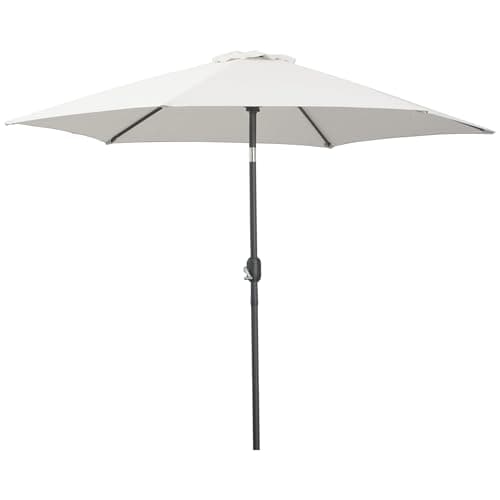 Image of Outsunny2.6M Garden Parasol Umbrella with Tilt and Crank, Outdoor Sun Parasol Sunshade Shelter with Aluminium Frame, Grey