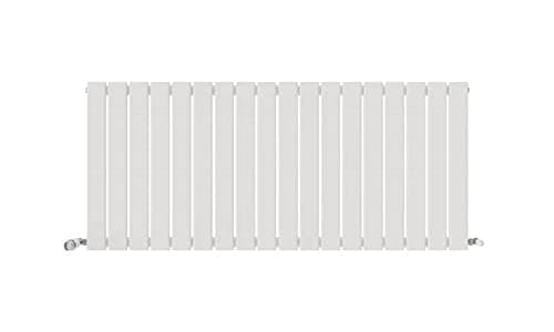 Image of iBathUK Apex Wall-Mounted Horizontal Single Slim Flat Panel Radiator, Steel 18 columns, Hydronic Central Heating, High Thermal Output, Modern Designer Radiator for Bathroom in Matt White, 600x1368 mm