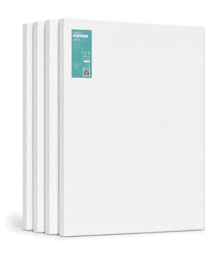 Image of Exerz 70x80cm Stretched Canvas 4pk - Artist Framed Canvas 280GSM 1.7cm Thickness/ 100% Cotton/Blank/Triple Primed/Acid Free/Medium Grain