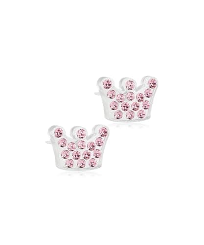 Image of Medical Plastic Hypoallergenic Stud Earrings - Brilliance Princess 9mm, Light rose - Nickel Free, Medical Grade, Waterproof, Sweat-Proof, Everyday Wear